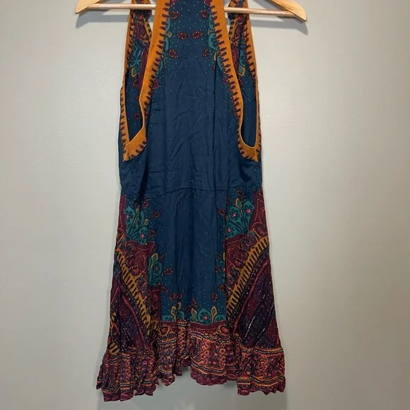 Free People Backless Dress - Deep Blue and Rich Brown - Picture 4 of 6